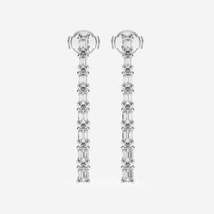 Badgley Mischka 2 ctw Emerald Lab Grown Diamond Graduated Dangle Earrings 14K White Gold, FG, VS2 Timeless Brilliant Cut Bridal Earrings For Evening, Timeless Bridal Earrings With Brilliant Cut For Evening, Timeless Bridal Earrings For Evening, White Gold Baguette Cut Bridal Earrings For Formal Occasions, Classic Evening Earrings With Baguette Cut, Classic Evening Earrings Baguette Cut, Classic Baguette Cut Earrings For Evening, Classic Evening Baguette Cut Earrings, Timeless Baguette Cut Earrings For Evening