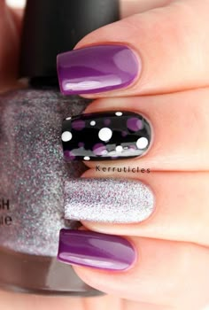 Purple Nail Art Designs, Purple Nail Art, Purple Nail, Polka Dot Nails, Dots Nails, Simple Nail Art Designs, Trendy Nail Art, Nail Polish Designs, Fancy Nails