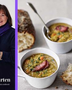 Soup With Kielbasa, Kielbasa Recipe, Barefoot Contessa Recipes, Split Pea Soup Recipe, Favorite Soups, Bacon Soup, Ina Garten Recipes, Roasted Butternut Squash Soup, Split Pea Soup