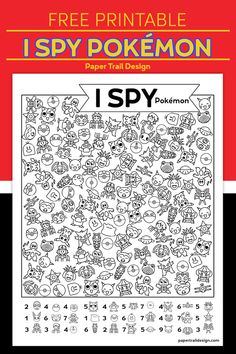 the free printable pokemon activity paper trail design is shown in black and white, with text