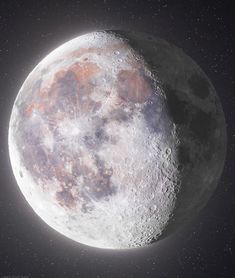 an artist's rendering of the moon in space with stars around it and dark background