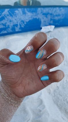 Teen Nails, Cruise Nails, Quartz Nails, Beach Nail Designs, Beach Nail, Beachy Nails, Spring Acrylic Nails, Hippie Nails, Cute Simple Nails