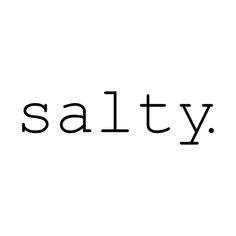 the word salty written in black on a white background