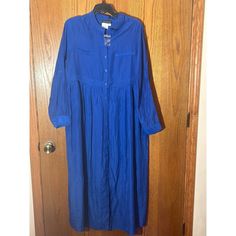 Nwot Ulla Popken Blue Button Up Long Sleeve Dress Size 12/14 Bust 24" Length From Shoulder 51" Button Up Long Sleeve, Button Up Dress, Sleeve Dress, Colorful Dresses, Button Up, Size 12, Long Sleeve Dress, Mini Dress, Womens Dresses