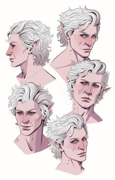 some drawings of the characters from game of thrones, with white hair and grey eyes