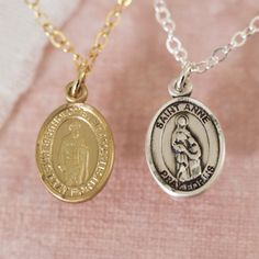 To see this necklace in heirloom-quality 14k solid gold, click here. Our Custom Saint Necklace is the perfect way to keep your favorite saint close to your heart! You can choose from our list of 300+ available saints in the "Saint" dropdown above. We love this necklace paired with our Miraculous Medal Necklace! Looking for more choose-your-own saint pieces? Check out our Custom Saint Collection. Details Available in 14k Gold Filled, Sterling Silver, or 14k Solid Gold 12.7mm x 6.4mm Saint Charm w Gold Necklace With Miraculous Medal For Memorial, Staple Necklace, Miraculous Medal Necklace, Saint Necklace, Necklace Extender, Letter Bracelet, Local Jewelry, Miraculous Medal, The Saint