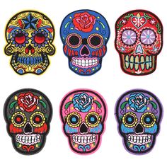 PRICES MAY VARY. Skull Patches Iron On Appliques are suitable for all kinds of casual wear, womans wear, wear, bags, hats etc. Delicate Embroidered Sew On Badge Stickers with sugar skull design is rich, lovely, fashionable and varied. Mixed Iron-on Embroidered Patches Skull Style Appliques are small, compact and portable, easy to carry. Skull Embroidered Badge Iron On Sew On Patches let your items look more charming and attractive in Halloween party, be a fashion person. Halloween Skull Skeleton Iron On Letter Patches, Skull Ghost, Sew On Badges, Stitch Witchery, Skull Patch, Sugar Skull Design, Jeans Bags, Iron On Fabric, Iron On Embroidered Patches