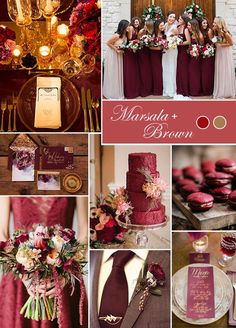 a collage of red and gold wedding colors