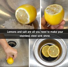 lemons and salt are all you need to make your stainless steel sink shine