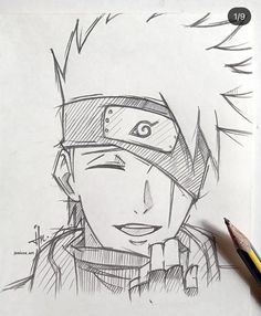 a pencil drawing of naruto