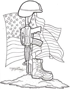 a soldier with an american flag and boots