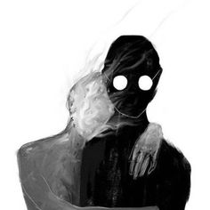 a drawing of a person with a mask on