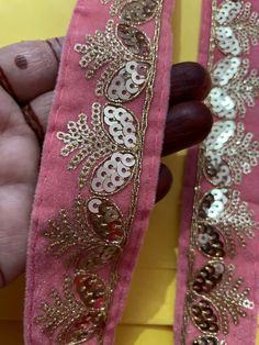 "Decorative GOLDEN  PINK  zari work Fabric Lace Sari Border Blouse Lace scarf Lace Indian Trim Fabric Trim-Price per 01 Yard-Width 1.25inch  NFL604 \"Price for 01 yard\" PRODUCT CODE-NFL604 Width-1.25inch COLOR- PINK and golden Lace Can be used for- Dress, Hair accessory Hand bags, Hand accessory Purses, other decorative items. For wholesale order Kindly contact at ETSY Heavy discounts available..." Gold Embroidered Fabric With Gota Work, Traditional Drape Gold Embroidered Fabric With Gota Work, Gold Embroidered Fabric With Gota Work In Traditional Drape, Gold Traditional Wear With Dori Work For Diwali, Pink Embroidered Fabric With Gota Work For Eid, Festive Gold Embroidered Fabric With Dori Work, Gold Embroidered Fabric With Gota Work For Diwali, Gold Embroidered Fabric With Dori Work In Traditional Drape, Gold Embroidered Fabric With Dori Work For Traditional Drape