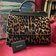 Just Like New, Inside Is Clean, No Damage. Very Elegant. It Has The Certificate Of Authenticity. Comes In A Beautiful Box, Only Missing The Dust Bag Luxury Leopard Print Bags For Formal Events, Medium Purse, Black Tan, Black And Tan, Limited Time, Dolce And Gabbana, Dust Bag, Bag Lady, Like New