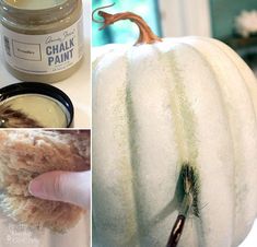 the process of painting a white pumpkin