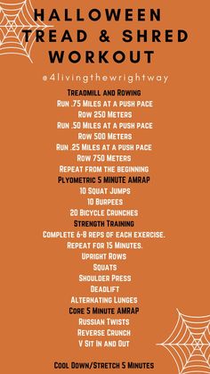 Tread N Shred Orange Theory Style Workout (Hell Week) Halloween Bootcamp Workout, Metcon Workout, Personal Training Workouts, Shred Workout, Strength Workouts, Gym Workout Plan For Women, Whole Body Workouts