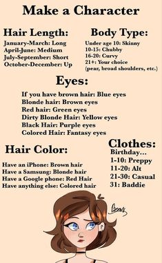 an info sheet with different types of hair