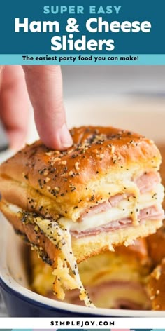 ham and cheese sliders with text overlay