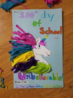 a poster on the floor that says, all day of school with rainbows and ponies