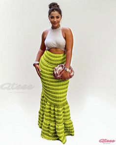 Qteee - Premium Dual-tone Rice Flower Maxi Skirt with High Waist Design Fitted Green Maxi Skirt For Vacation, Green Stretch Skirt For Vacation, Flower Maxi Skirt, Floral Print Maxi Skirt, High Waist Long Skirt, Umbrella Skirt, High Waisted Maxi Skirt, Skirt With Buttons, Knit Midi Skirt