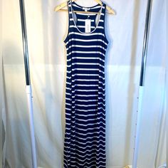 Exist-Maxi Tank Dress- For Women.Brand New. Navy Blue And White Striped Sleeves Dress. Super Cute! And So Trendy! Fitted Navy Maxi Dress For Spring, Navy Fitted Maxi Dress For Spring, Sleeves Dress, Maxi Tank Dress, Striped Sleeve, Tank Dress, Dresses With Sleeves, Blue White, Color Blue