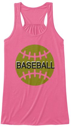 a women's tank top that says baseball with a ball in the center on it