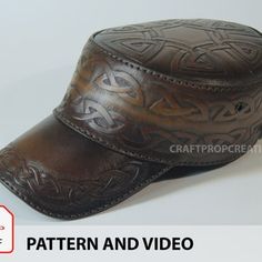 Diy Leather Hat, Leather Hat Pattern, Diy En Cuir, Bucket Hat Pattern, Beanie Hat Pattern, Celtic Knot Designs, Leather Hat, Cap Patterns, Backpack Pattern