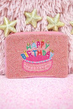 BIRTHDAY beaded coin clutch Southwest Bedazzle jewelz Rectangular Beaded Coin Purse For Gift, Rectangular Beaded Coin Purse As Gift, Beaded Pouch Coin Purse For Gift, Beaded Pouch Coin Purse Gift, Beaded Pouch Coin Purse As Gift, Beaded Multicolor Coin Purse Gift, Beaded Coin Purse, Bare Necessities, White Beads