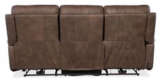 the reclining loveseat is made from leather and has three seats on each side