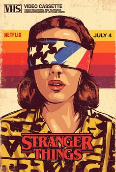 a poster with a woman wearing blindfolds and the words strange things on it