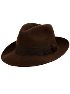 "The vintage dark brown 1940s style Mayfair fedora is a classic hat that features a snap brim and a grosgrain hatband in a chocolate brown shade. The hatband is adorned with a double ribbon tail to one side, adding a touch of elegance to the overall design. The hat has a deep crown, which provides ample space for your head while also adding to the vintage look and feel of the hat. A great addition to any vintage or retro-inspired outfit. It's perfect for those who appreciate classic style and want to add a touch of sophistication to their look. Measurements: Small: 55cm circumference Medium: 57cm circumference Large: 59cm circumference X Large: 61cm circumference Brim Width: approx 2.5\" / 6.45cm Crown Height: approx 10.5cm Sizing note: Please check your head size against these measurement Retro Inspired Outfits, 1940s Looks, Brown Fedora, Fedora Hat Men, 1940s Style, Brown Shade, Classic Hats, Brown Shades, 1940s Fashion