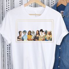 This high quality unisex top displays a unique collection of women from the most prestigious works of art on earth. A must-have for the art history lover in your life. We use pre-shrunk Bella+Canvas staple stretch shirts with 100% ring-spun cotton.  This design features women from these world renowned masterpieces: *Lady with an Ermine by Leonardo da Vinci *Lady with a Parasol-Madame Monet and Her Son by Claude Monet *Two Tahitian Women by Paul Gauguin *A Nymph Surprised by Edgar George Papworth Lady With An Ermine, Art Teacher Gifts, Paint Shirts, Johannes Vermeer, Aesthetic Shirts, Art Historian, Versatile Outfits, Inspirational Shirt, Art Shirts