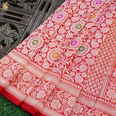 Red Pure Katan Silk Handloom Kadwa Mina Brocade Banarasi Saree - Khinkhwab Latest Bridal Lehenga Designs, Brocade Saree, Bridal Lehenga Designs, Design Saree, Handloom Weaving, Beautiful Sarees, Textile Designs, Background Fabric, Plain Blouse