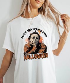 Waiting For Halloween Bleached Funny Graphic Shirt, Halloween Sarcastic T-Shirt, Adult Humor Tee For Friend, Funny Halloween Shirt Discover our exclusive collection of specially crafted t-shirts designed for football enthusiasts and anyone who appreciates style and comfort. At our store, you've arrived at the perfect destination for those seeking trendy, modern, adorable, and cozy t-shirts. 🌸 DETAILS 🌸 We take pride in using the finest shirts in the industry for printing, namely Bella Canvas a White Horror T-shirt For Halloween, Waiting For Halloween, Bleach Funny, Friend Funny, Funny Graphics, Graphic Shirt, Funny Halloween, Funny Tees, Halloween Funny