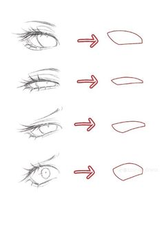 how to draw an eye step by step with pictures wih eyes and arrows pointing up