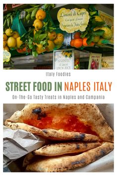 the cover of street food in naples italy, with oranges and lemons behind it