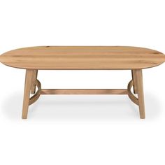 an oval wooden table with two legs on the top and one leg raised to the side