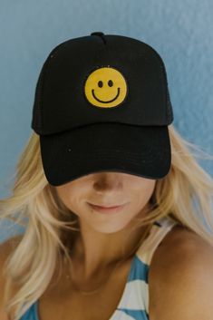 Smiley Face Hat - Summer Ball Caps for Women | ROOLEE Ball Caps For Women, Black And Khaki, Yellow Smiley Face, Picnic In The Park, Black Khakis, Smiley Face, Ball Cap, Outdoor Adventure, Suits You