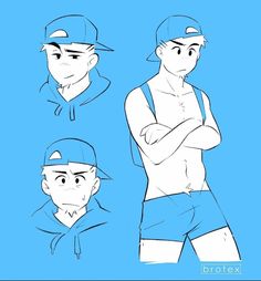 three different poses of a man with his arms crossed and one wearing a baseball cap