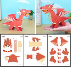 the paper model of a dragon is being held up by someone's hand and showing how to make it