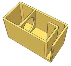 a drawing of a yellow plastic box with two handles and an opening for the lid