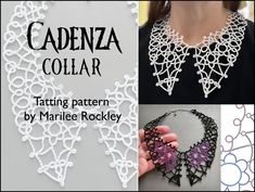 several different pictures with the words, lacena collar and two necklaces on them