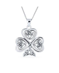 in stock Celtic Spiral, Irish Shamrock, Clover Pendant, Celtic Jewelry, Oxidized Sterling Silver, Bling Jewelry, Necklace For Women, St Patrick, Womens Necklaces