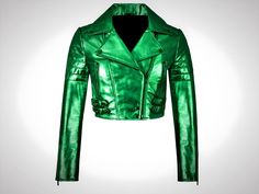 Discover the elegance of the Womens Green Metallic Crop Jacket, a chic leather piece that blends trendy fashion with biker-style sophistication. This fitted cropped coat, a perfect gift for her, elevates any ensemble with its unique charm. Crafted to deliver a fashionable statement, this jacket embodies contemporary style while offering versatility for various occasions. Radiate confidence in this chic and stylish piece, showcasing the fusion of trendiness and timeless design. Add flair to your Spring Leather Biker Jacket For Party, Trendy Fitted Green Leather Jacket, Green Biker Jacket For Spring, Trendy Fitted Leather Jacket For Party, Fitted Biker Jacket For Spring Night Out, Spring Biker Outerwear For Party, Fitted Leather Biker Jacket For Parties, Fitted Biker Leather Jacket For Party, Spring Party Biker Outerwear