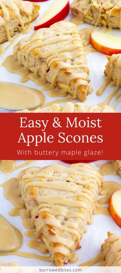 an apple scones with buttery maple glaze