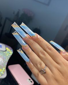 Nail Cam, Poppin Nails, Acrylic Nail Shapes, Sassy Nails, Long Acrylic Nail Designs, Blue Acrylic Nails, Drip Nails, Glow Nails, Y2k Nails