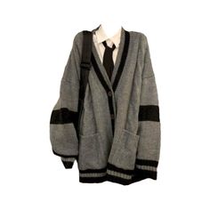 Acubi Sweaters, Y2k Grunge Sweater, Striped Sweater Outfit Grunge, Striped Grunge Sweater, Black Cotton Harajuku Outerwear, Carmen Sandiego, Uniform Fashion, Pinterest Outfits