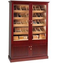 Elegant Bar Display Humidor Elegant 2000 Traditional Humidor Cabinet, one of the best humidor cabinets Cabinet Humidor, Humidor Cabinet, Box Shelves, Mahogany Color, Humidor, Hardware Finishes, Types Of Doors, Double Door, Crown Molding