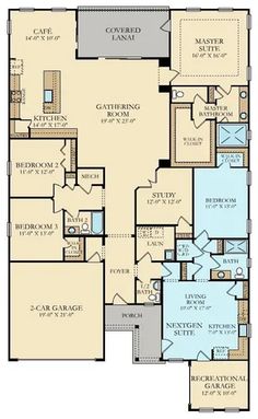 the floor plan for a two story home