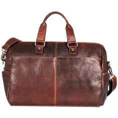 Voyager Day Bag/Duffle #7318 Brown Front Mens Duffle Bag, Cabin Bag, Leather Keyring, Business Bag, Buffalo Leather, Carry On Luggage, Work Bag, Day Bag, Back Strap